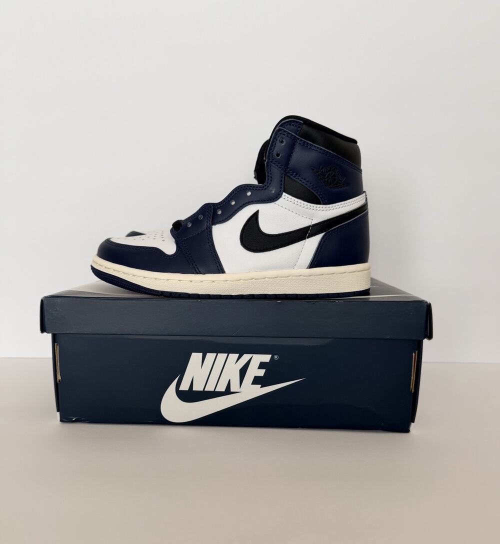 Nike Air Jordan 1 High Top Leather Sneakers Blue/White/Black US 5Y/6.5W NEW
